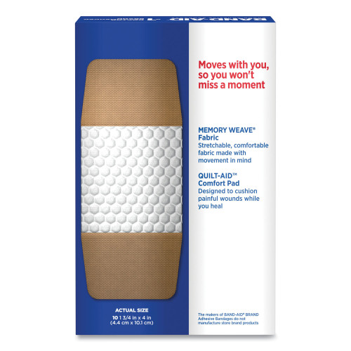 BAND-AID Flexible Fabric Extra Large Adhesive Bandages， 1.75 x 4， 10/Box (5685)