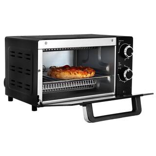 Total Chef 4-Slice Toaster Oven 1000W Black Compact Design with Baking Pan and Toasting Rack TCTO09