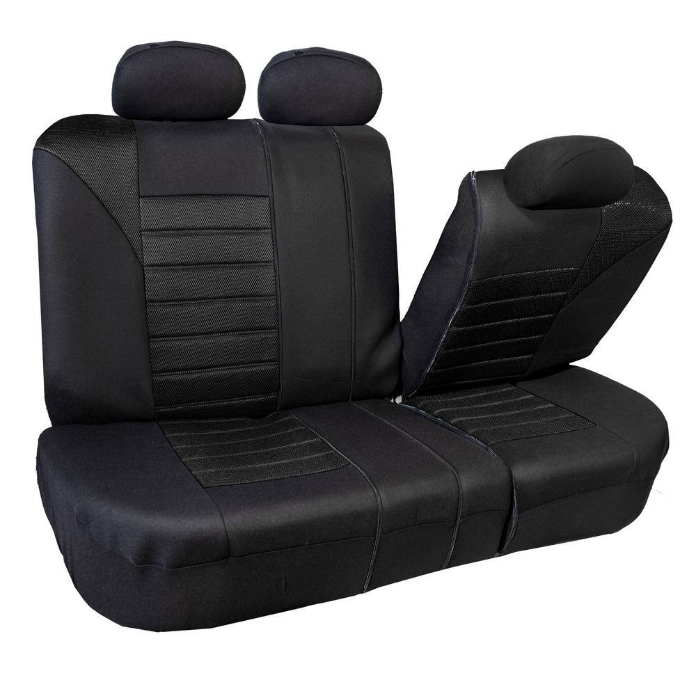 FH Group Premium 3D Air Mesh Seat Covers 47 in. x 23 in. x 1 in. Full Set DMFB068BLACK115