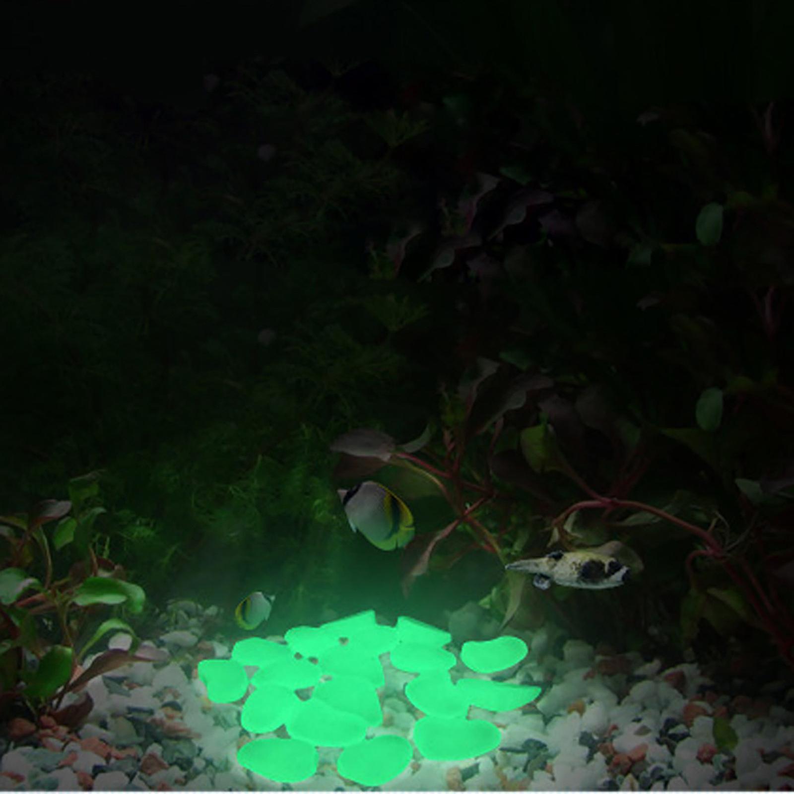 200pcs Glow In Dark Pebbles Stone Home Garden Walkway Aquarium Fish Tank Green