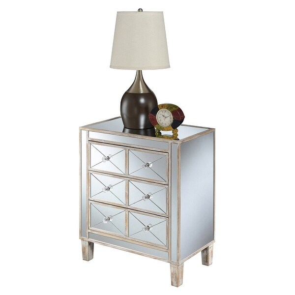 Silver Orchid Bertram 3-drawer Mirrored End Table