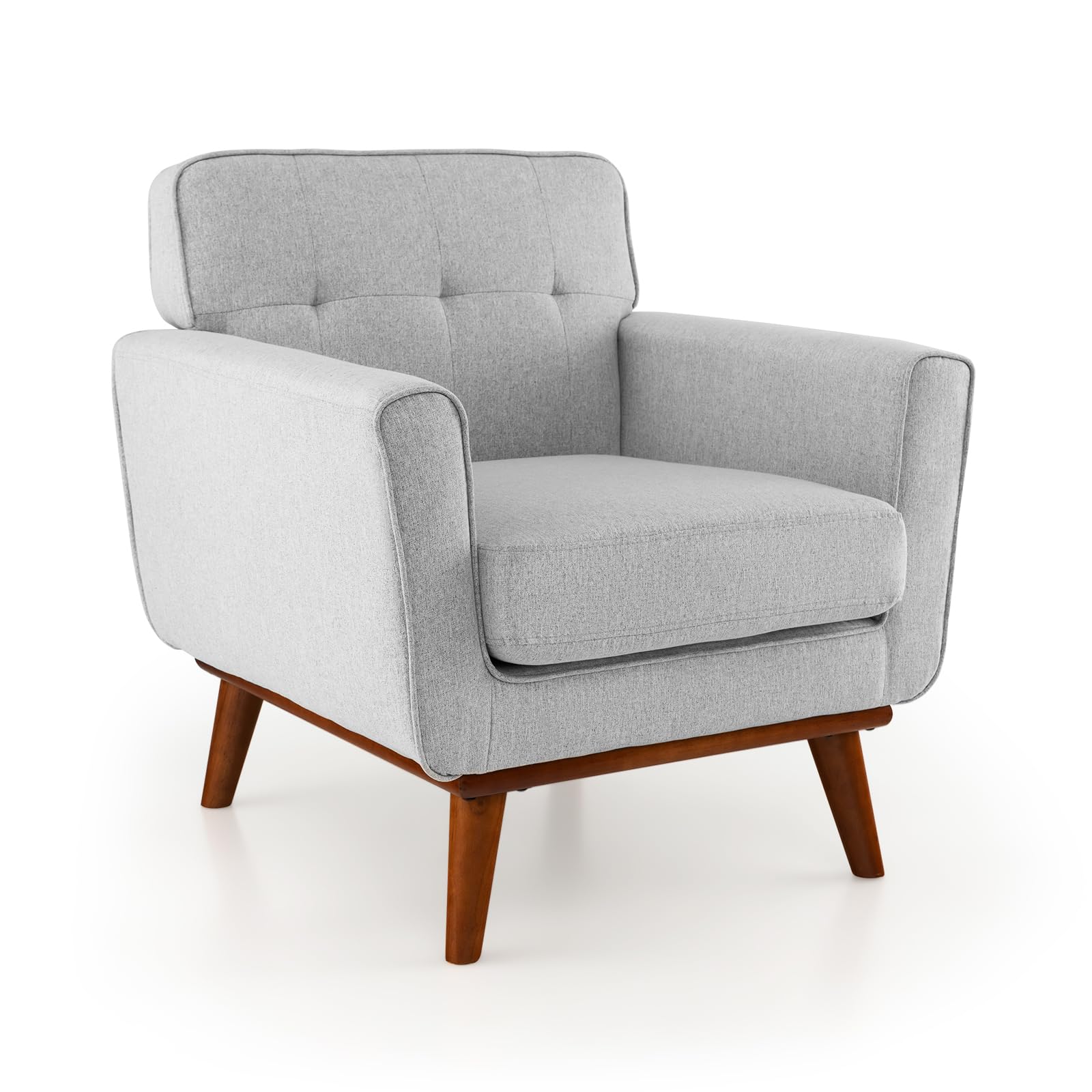 Giantex Modern Accent Chair, Upholstered Linen Fabric Armchair w/Removable Padded Seat Cushion