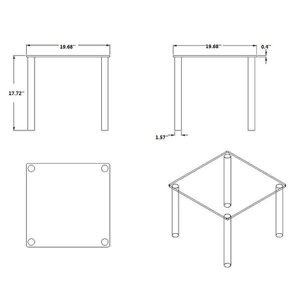 Somette All Glass Lamp Table with Polished Stainless Steel Accents