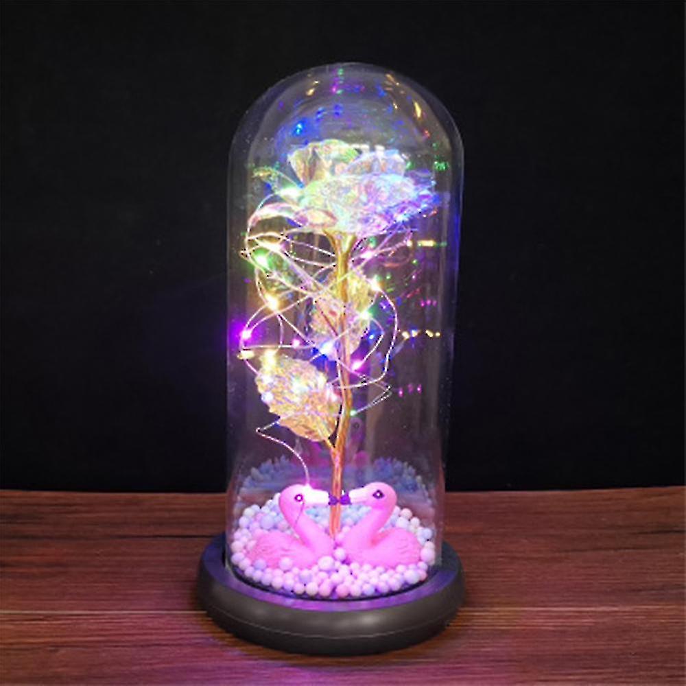 Artificial Flower Rose Gift， Led Light String On The Colorful Flower，lasts