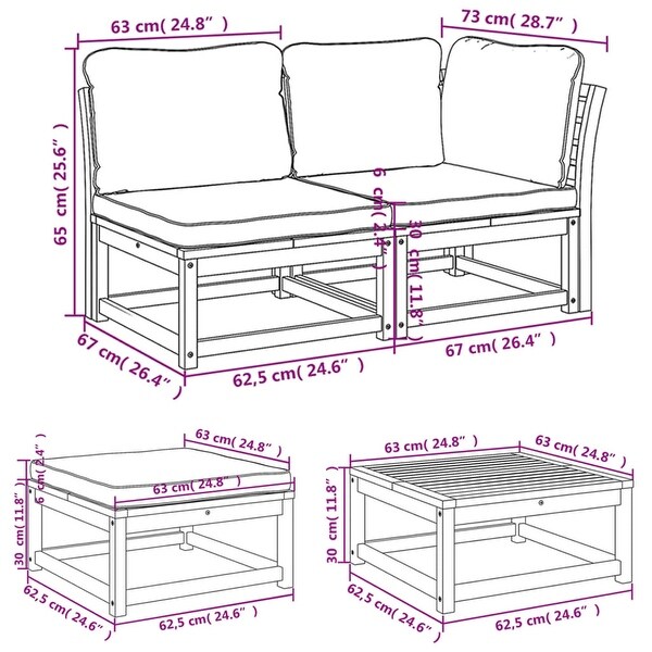 vidaXL Patio Sofa with Cushions 2Seater Outdoor Loveseat Solid Wood Acacia