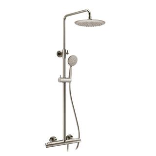 ANZZI Downpour 5-Spray Patterns with 9.5 in. Wall Mount Rainfall Dual Shower Head in Brushed Nickel SH-AZ101BN