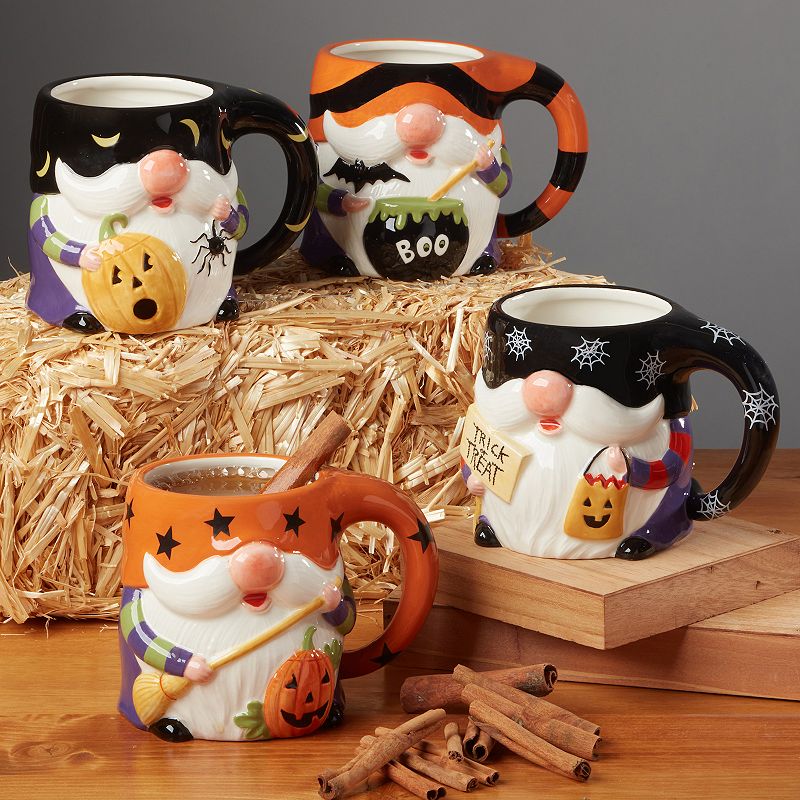 Certified International Halloween Gnomes 4-pc. 3D Mug Set