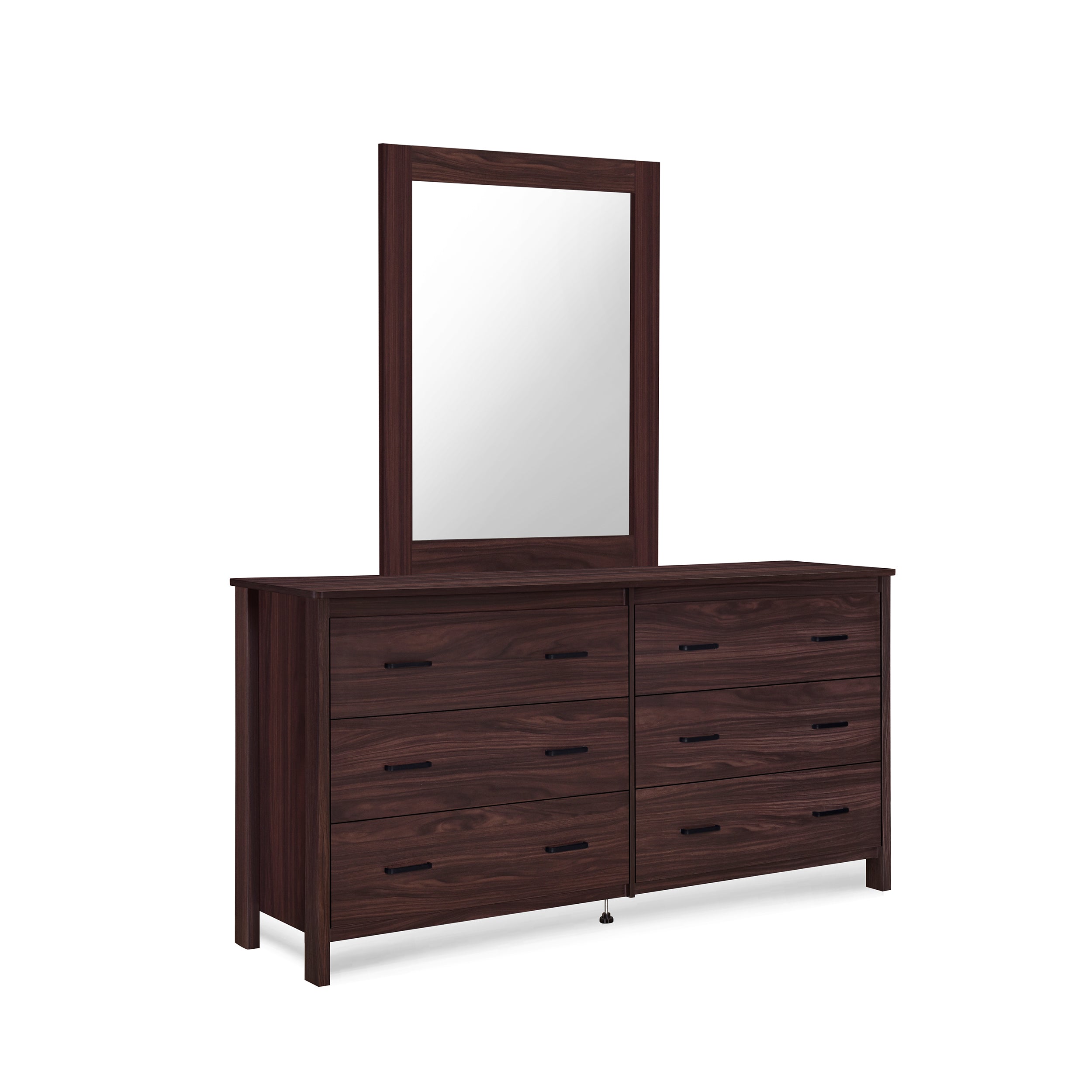 Titeca Contemporary 6 Drawer Vanity Dresser with Rectangular Mirror