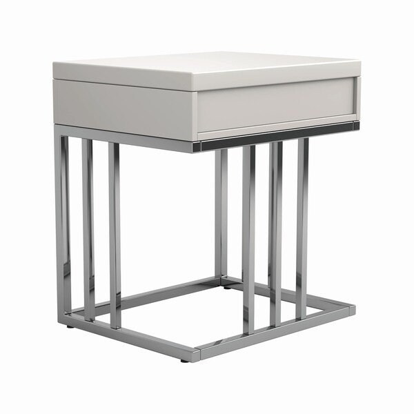 Coaster Furniture Dalya Glossy White and Chrome 1-drawer Rectangular End Table