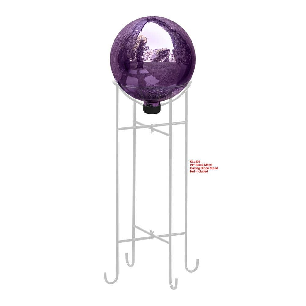 Alpine Corporation 10 in. Dia Indoor/Outdoor Glass Gazing Globe Festive Yard Decor, Dark Purple GLB292PL