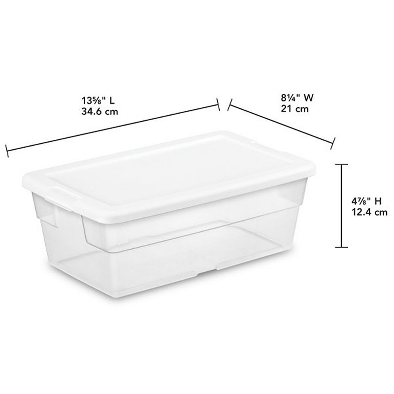 Sterilite 6 Quart Storage Box Stackable Bin With Lid， Plastic Container， 12 Pack