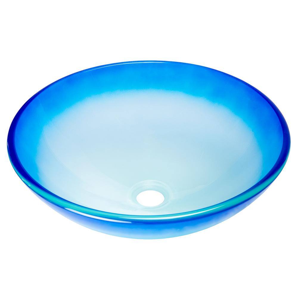 Eden Bath Cloud Frosted Blue Glass Round Vessel Sink EB_GS70