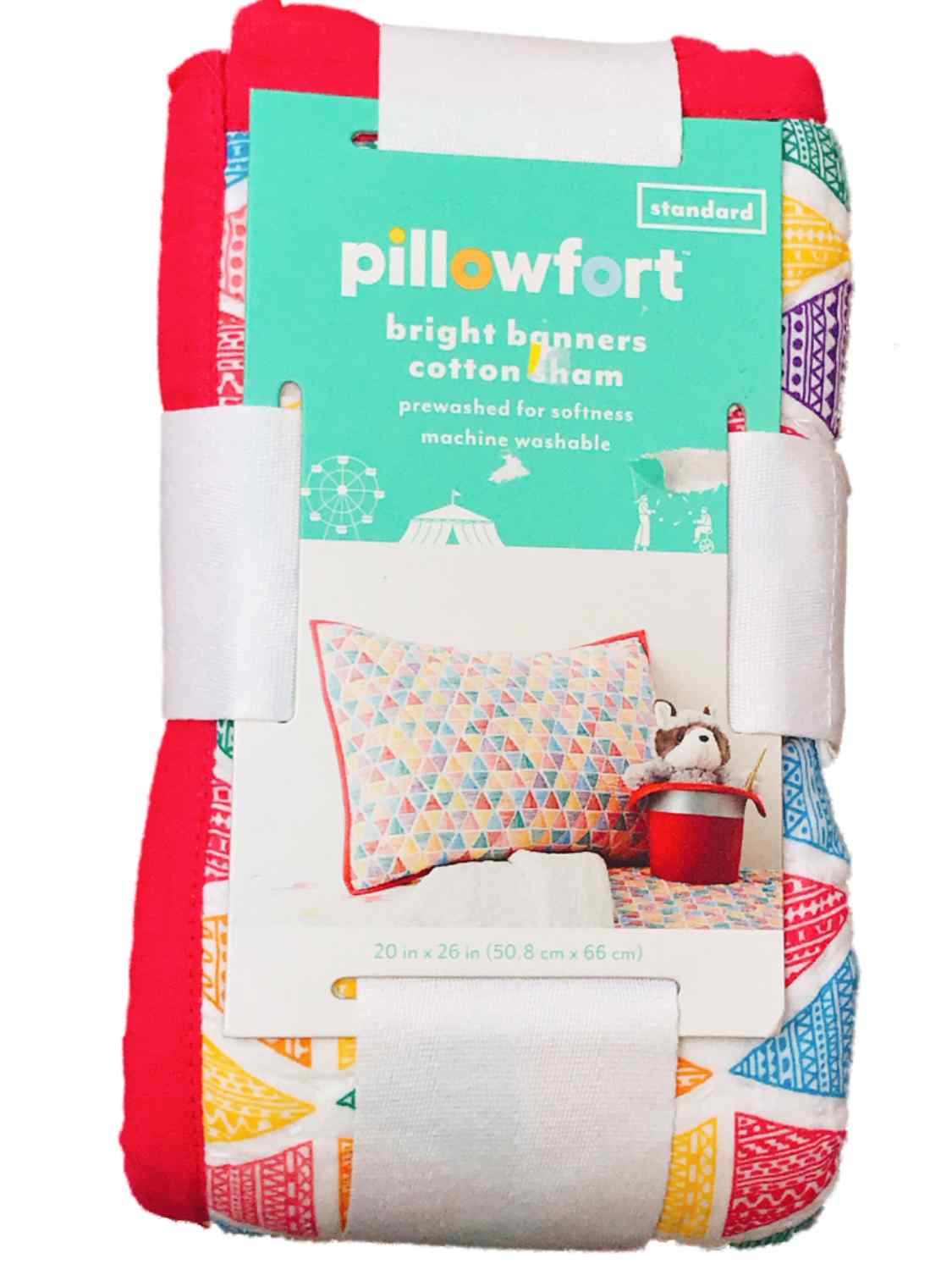 Pillowfort Bright Banners Quilted Pillow Sham， Standard Size Pillowcase