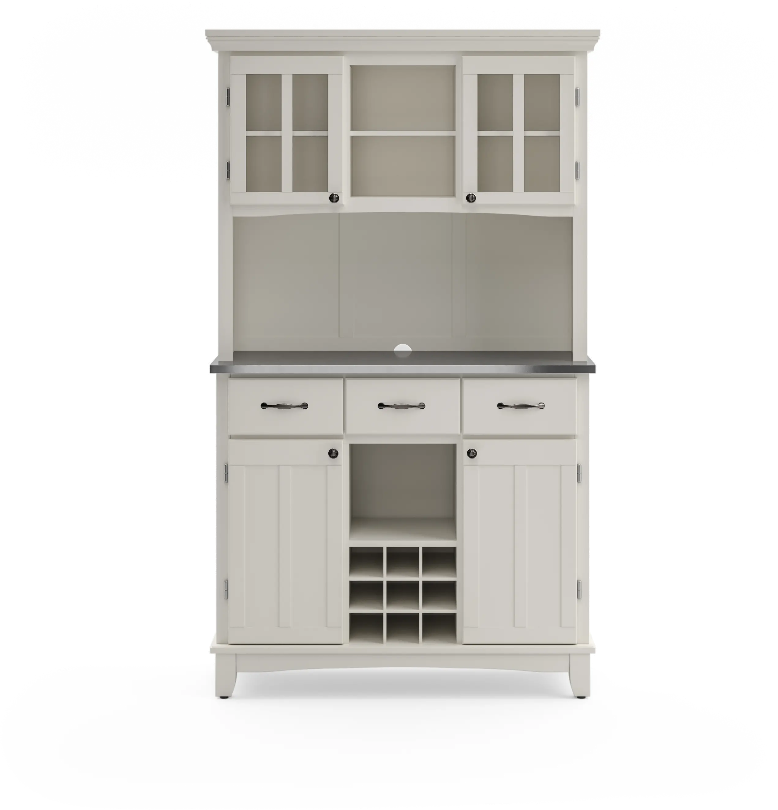 Homestyles Large Off-White with Stainless Steel top Buffet with Hutch