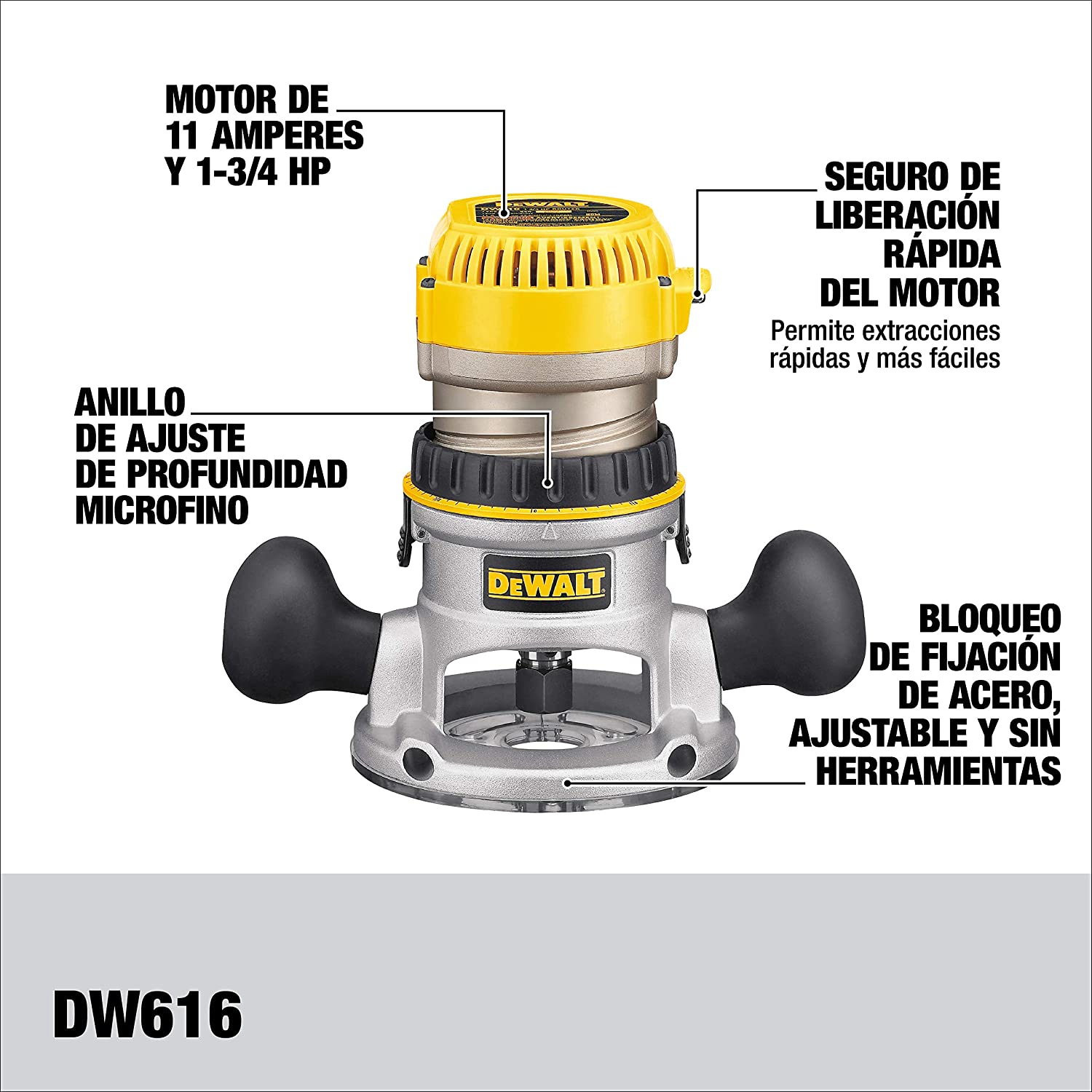 DEWALT Router, Fixed Base, 1-3/4-HP (DW616) , Yellow