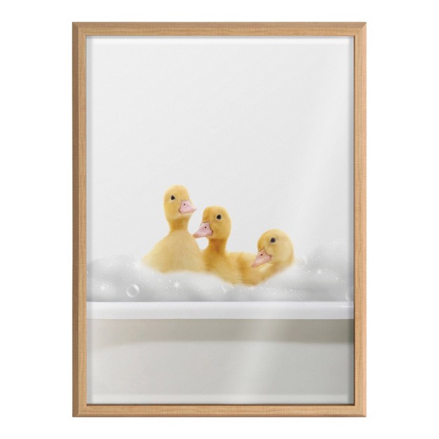 X 24 quot Blake Bathroom Bubble Bath 3 Ducks By The Creative Bunch Studio Framed Printed Glass Natural Kate amp Laurel All Things Decor