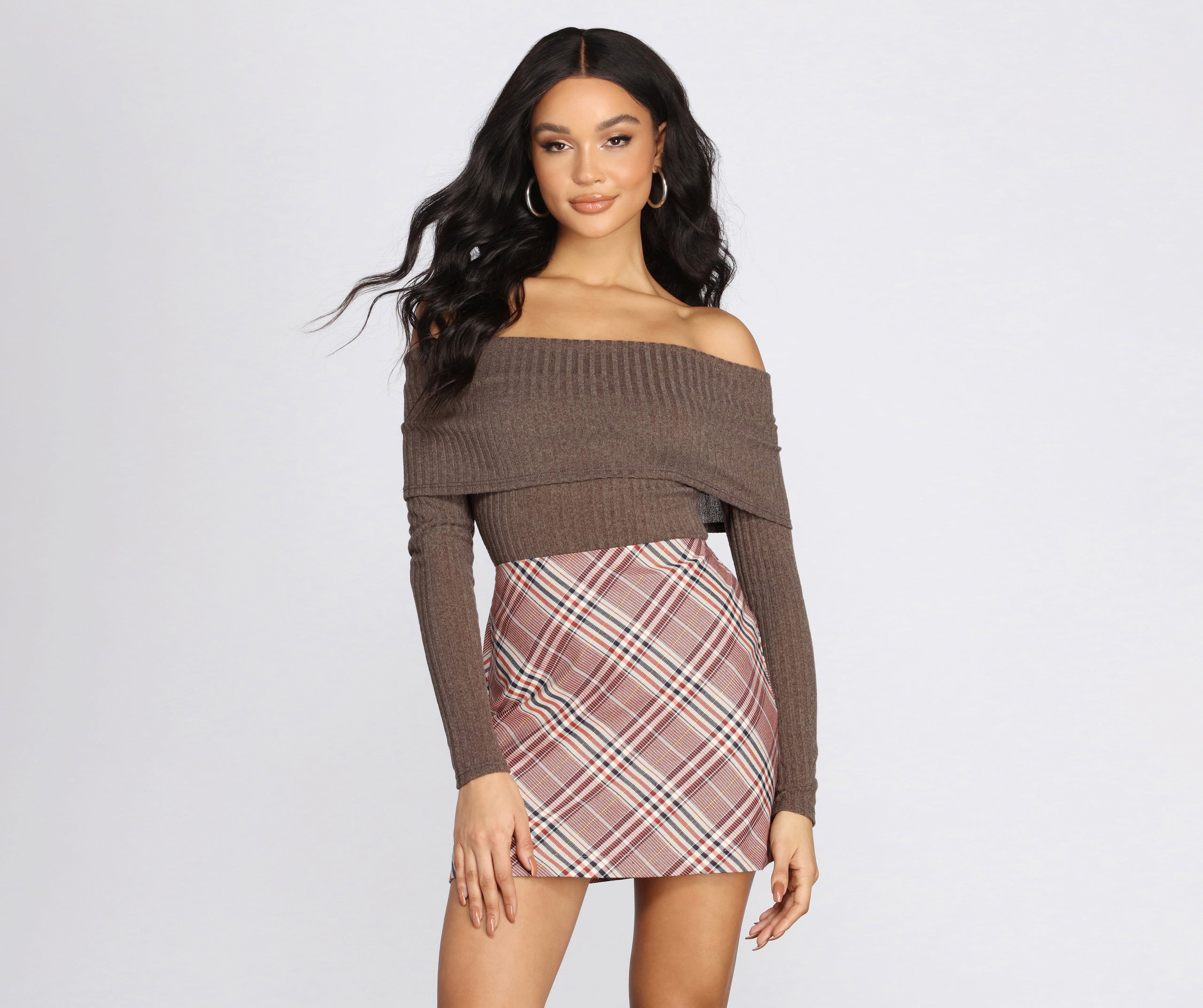 Ribbed Knit Off The Shoulder Top