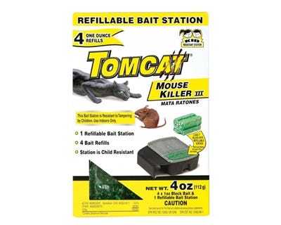 Tomcat Mouse Killer III 4 x 1oz Refillable Mouse Bait Station - 23704