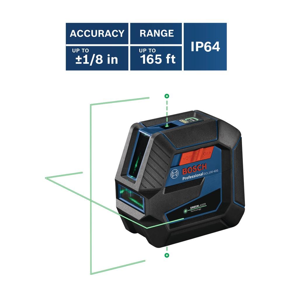 Bosch 100 ft. Green Combination Self Leveling Laser with VisiMax Technology, Mount Plus Compact Tripod with Extendable Height GCL10040G+BT150