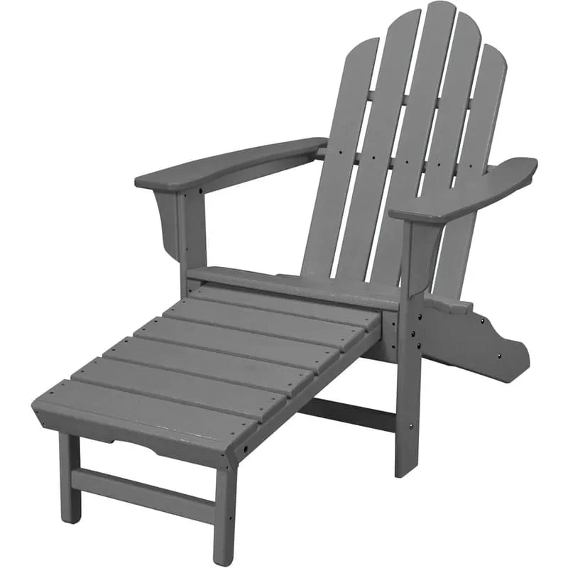 Hanover Gray HDPE Frame Adirondack Chair with Ottoman