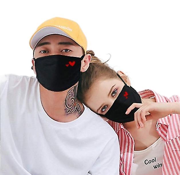 Black Masks Face Coverings Protective Face Shield Cotton Heart Print Face Cover