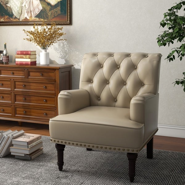 PU Leather Living Room Accent Chair with Tufted Back