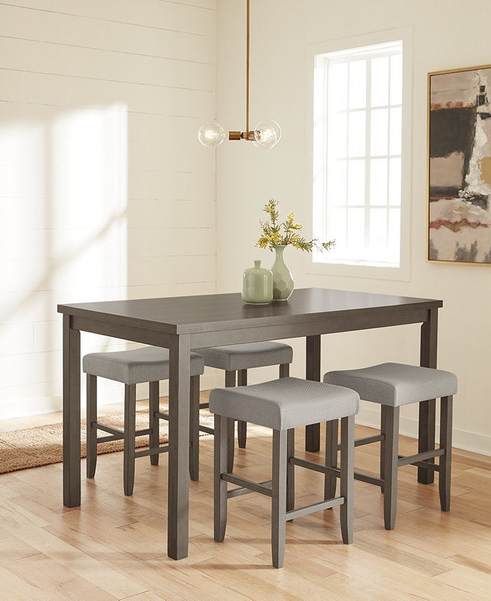 Macy's Max Meadows Laminate 5-Pc Dining Set (Rectangular Gathering Table + 4 Stools)