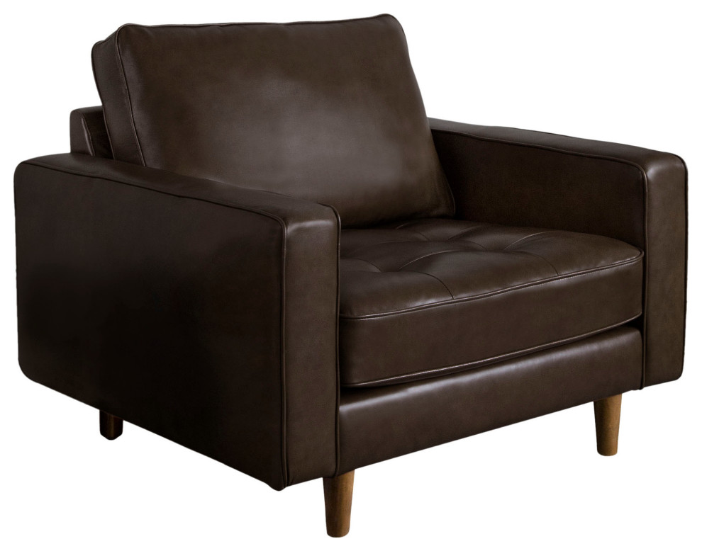 Hammond Mid Century Leather Armchair  Brown   Midcentury   Armchairs And Accent Chairs   by Abbyson Living  Houzz