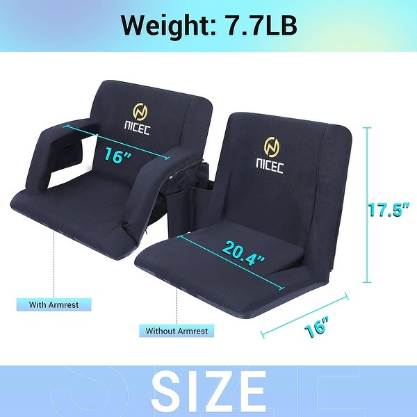 Wide Stadium Seating for bleachers，Bleacher Seats with Back Support，Floor Chairs，5 Reclining Positions