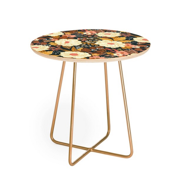 Avenie Boho Floral Autumn Side Round Table Deny Designs