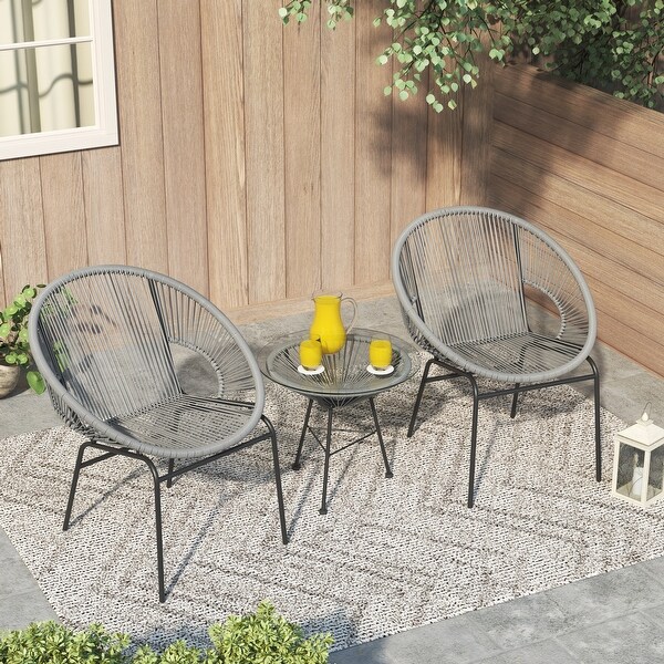 Corvus Sarcelles Woven Wicker 3piece Indoor/Outdoor Chat Bistro Set