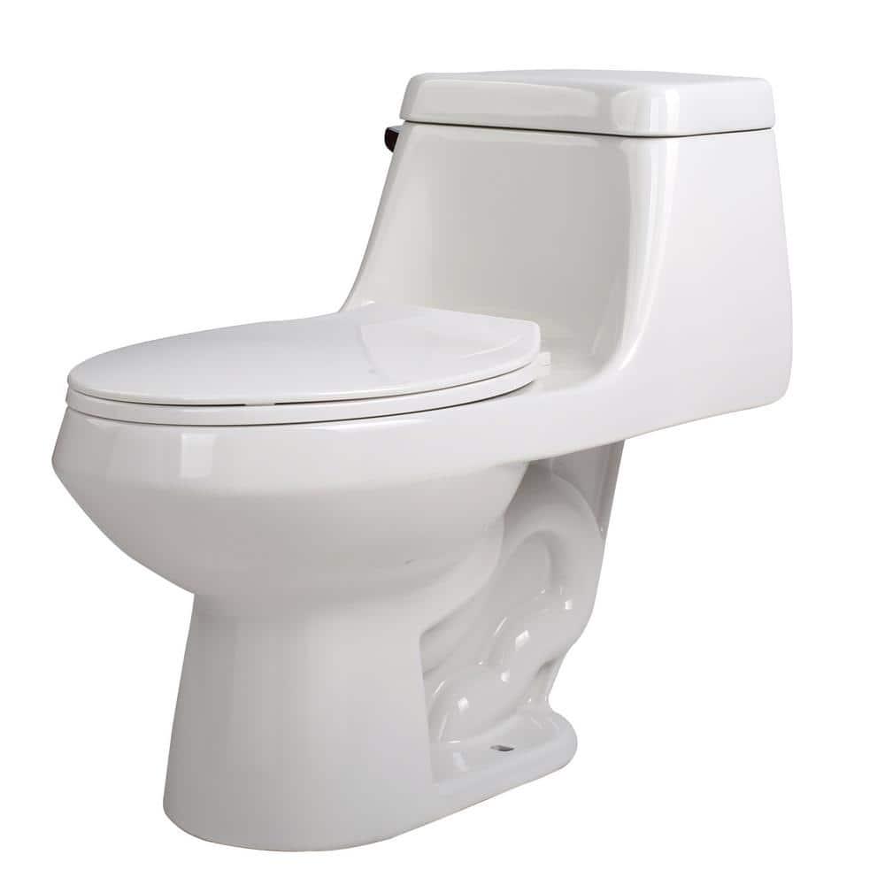 ANZZI Zeus 1Piece 128 GPF Single Flush Elongated Toilet in White