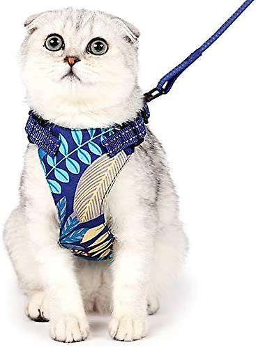 Cat Harness And Leash Set， Escape Proof Safe Kitten Vest Harness For Walking， Step In Adjustable Soft Breathable Mesh Harness With Reflective Strip， S