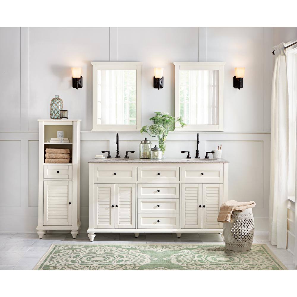 Home Decorators Collection Hamilton 61 in. W x 22 in. D Double Bath Vanity in Ivory with Granite Vanity Top in Gray 10806-VS61H-DW