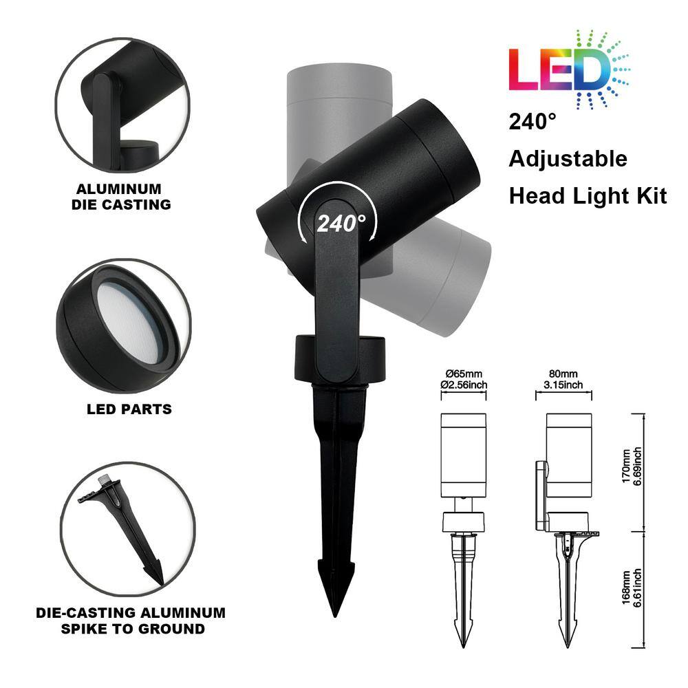 Hampton Bay Low Voltage Black LED Spotlight with Smart App Control (3-Pack) Powered by Hubspace L08557