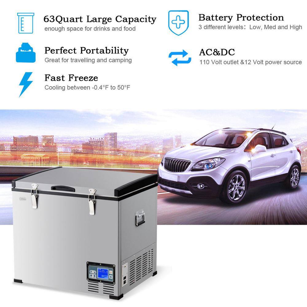 Costway 63-Quart Portable Electric Car Cooler RefrigeratorFreezer Compressor Camping EP23708