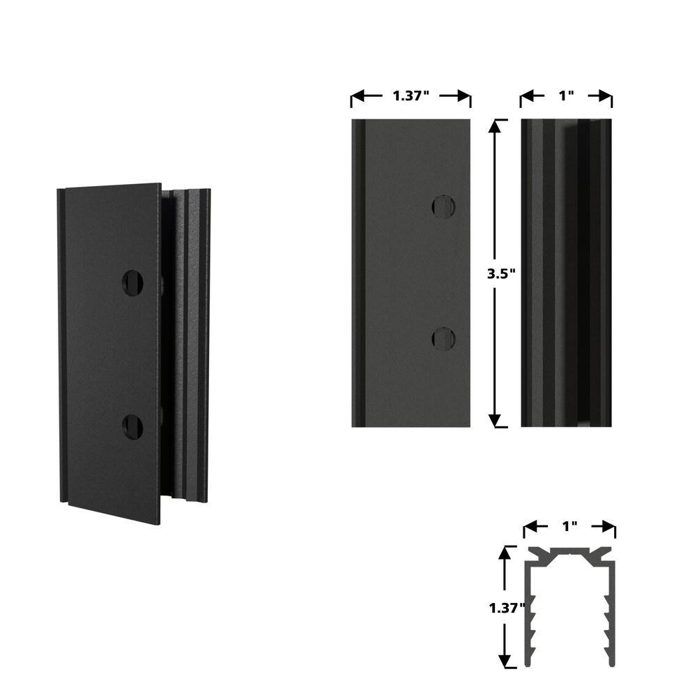 Peak Products 1 in. x 4 in. Matte Black Aluminum Wood Board Bracket Modular Fencing for An Outdoor Privacy Fence System 2487