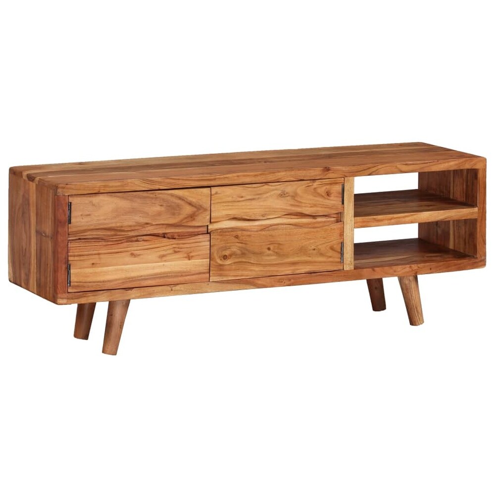 vidaXL TV Stand Solid Wood Acacia with Carved Doors 46.1\