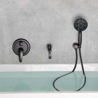 Nestfair Single-Handle Wall Mount Roman Tub Faucet with Hand Shower in Matte Black SMD8031B