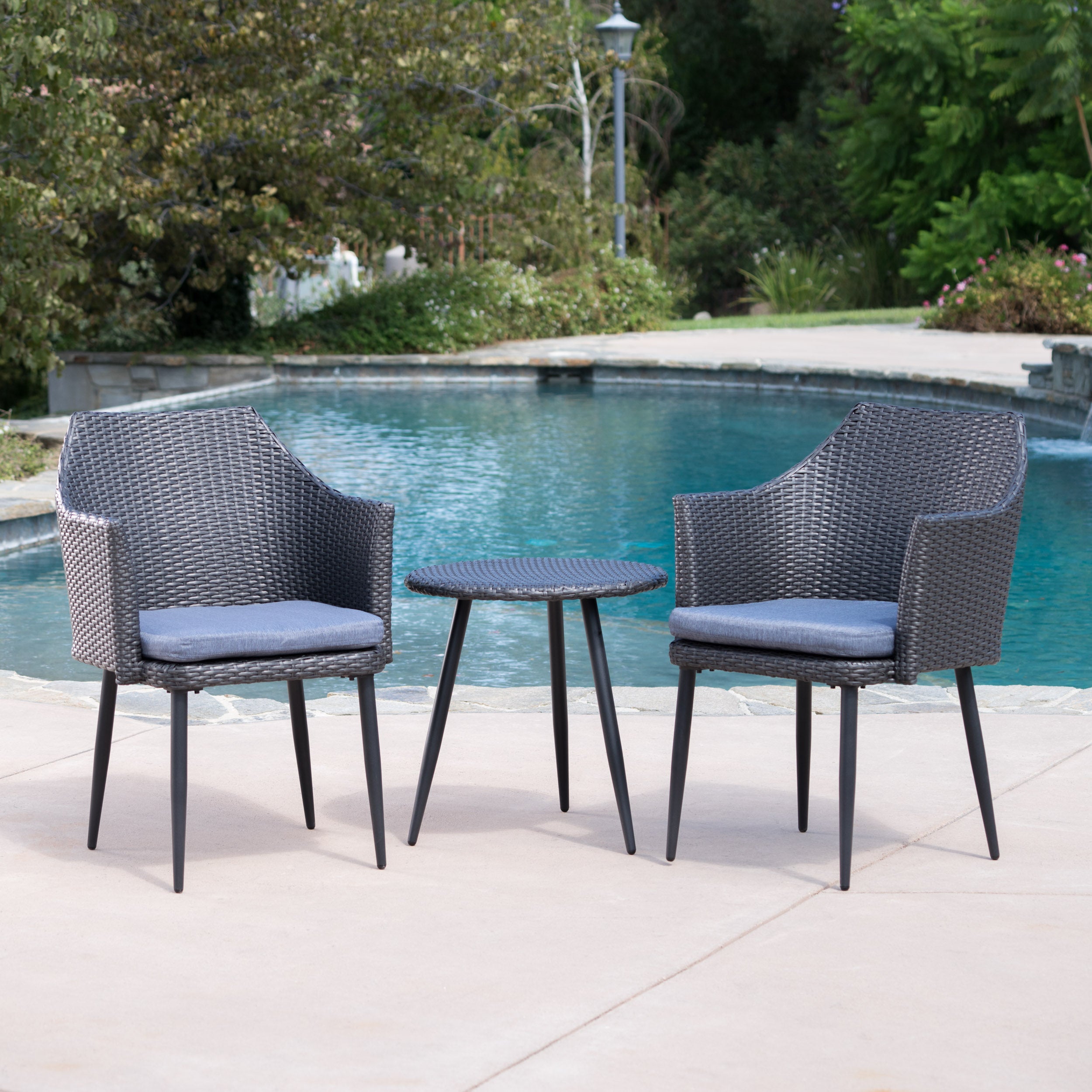 Ibiza Outdoor 3 Piece Wicker Chat Set with Water Resistant Cushions