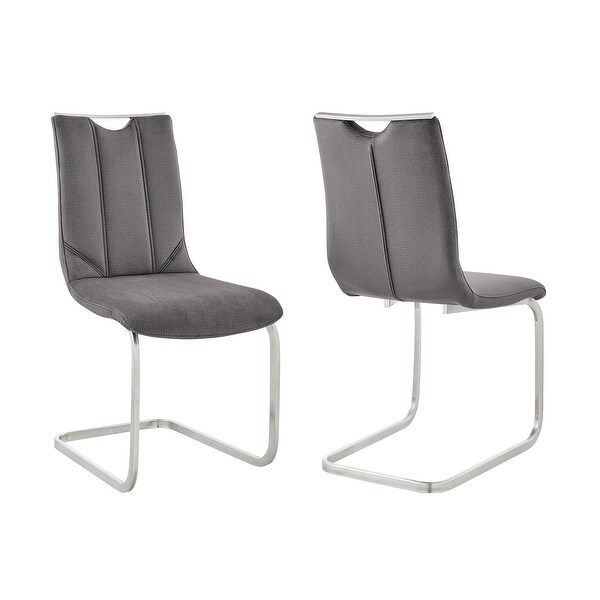 Pacific Modern Metal and Grey Upholstered Dining Chairs - Set of 2