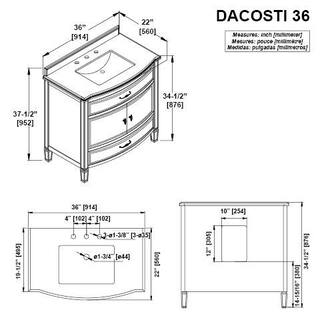 Home Decorators Collection Dacosti 36 in. W x 22 in. D x 34.5 in. H Single Sink Bath Vanity in Pebble Gray with White Carrara Marble Top Dacosti 36PG