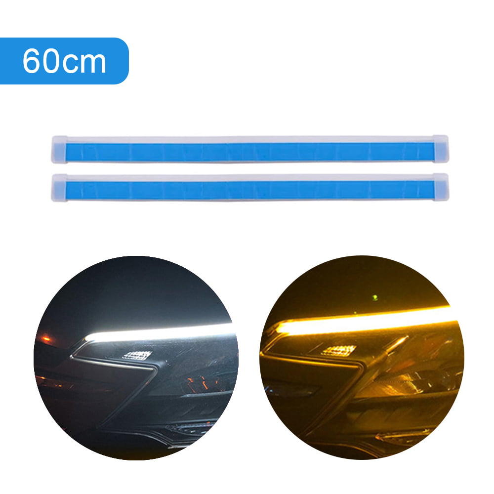 HOTBEST 2PCS Car LED Strip Lights  Flexible Headlight Strips DRL Light Tube Daytime Running Lights Waterproof Neon Turn Signal Bulb Sequential Switchback