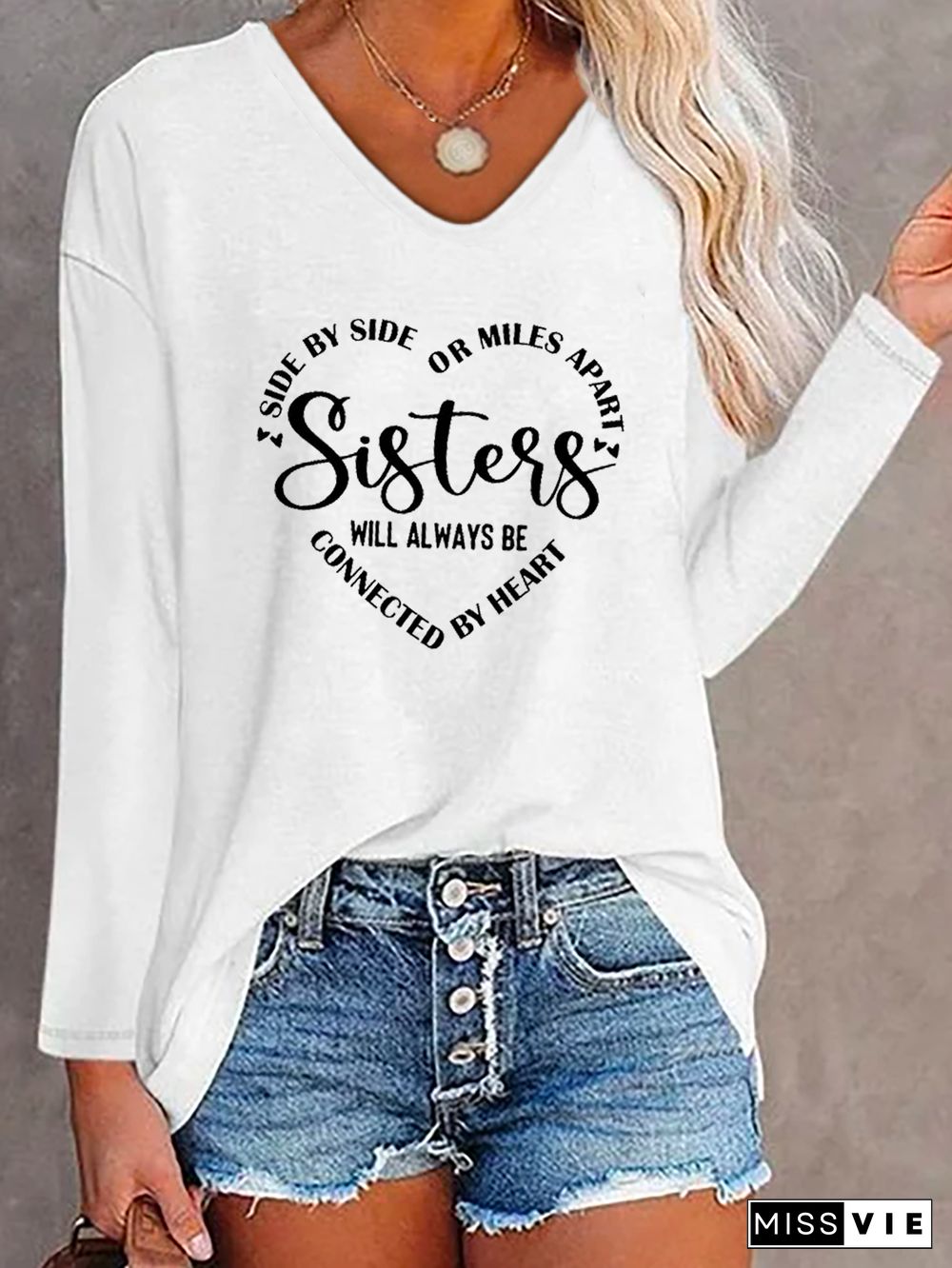 Plus size Casual Jersey Sister T-Shirt