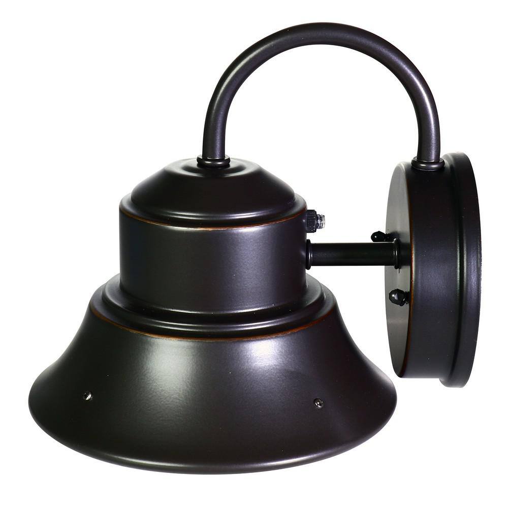 Commercial Electric 60- Watt Equivalent Integrated LED Bronze Security Bell Dusk to Dawn Photocell Sensor Outdoor Wall Pack Light 5000K S8BWM850DDBZHD