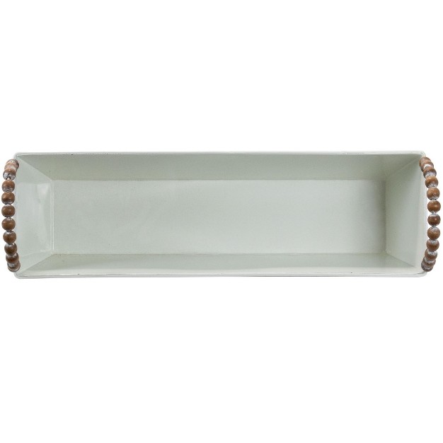 White Metal Decorative Trough With Wood Bead Handles And Feet Foreside Home amp Garden