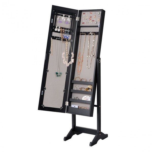 Mirrored Standing Jewelry Cabinet Storage Box - 13