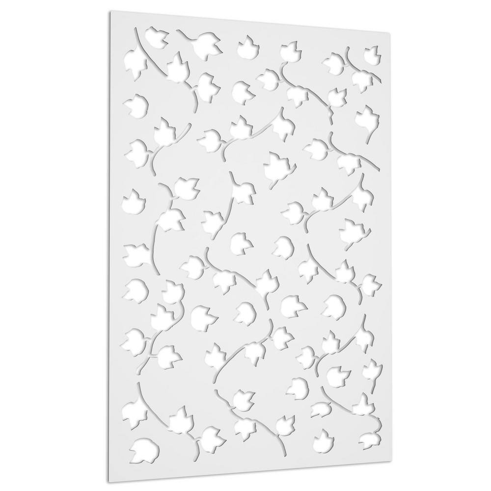 Acurio Latticeworks Vines 4 ft. x 32 in. White Vinyl Decorative Screen Panel 4832PVCW-VIN