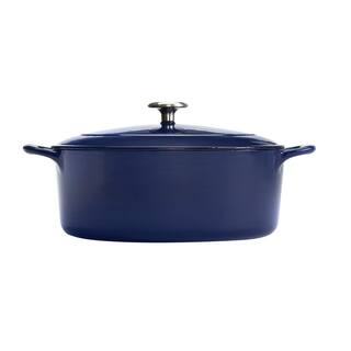 Tramontina Gourmet 5.5 qt. Oval Enameled Cast Iron Dutch Oven in Gradated Cobalt with Lid 80131077DS