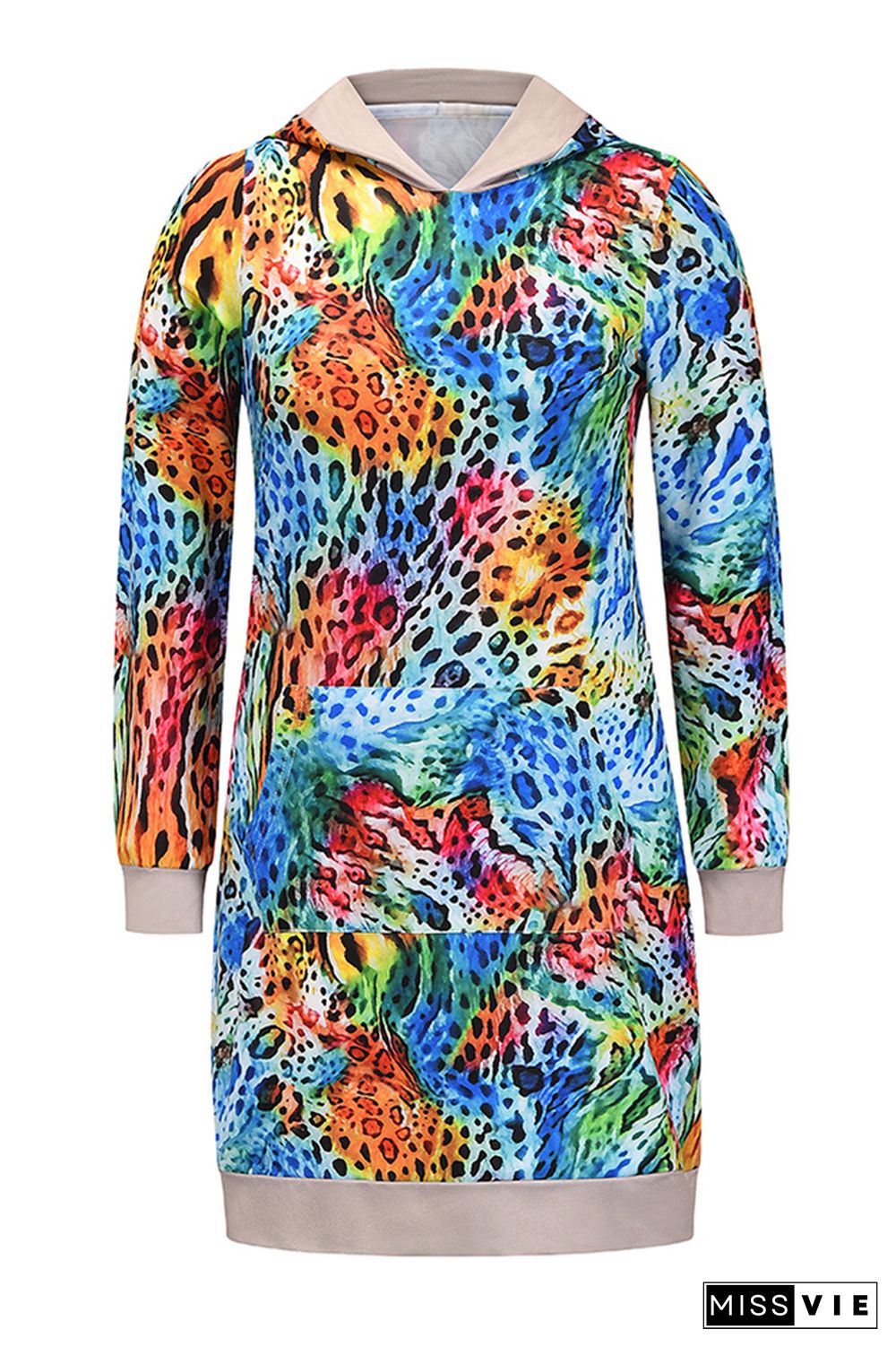 Floral Print Hooded Sweatshirt Dress Women Wholesale